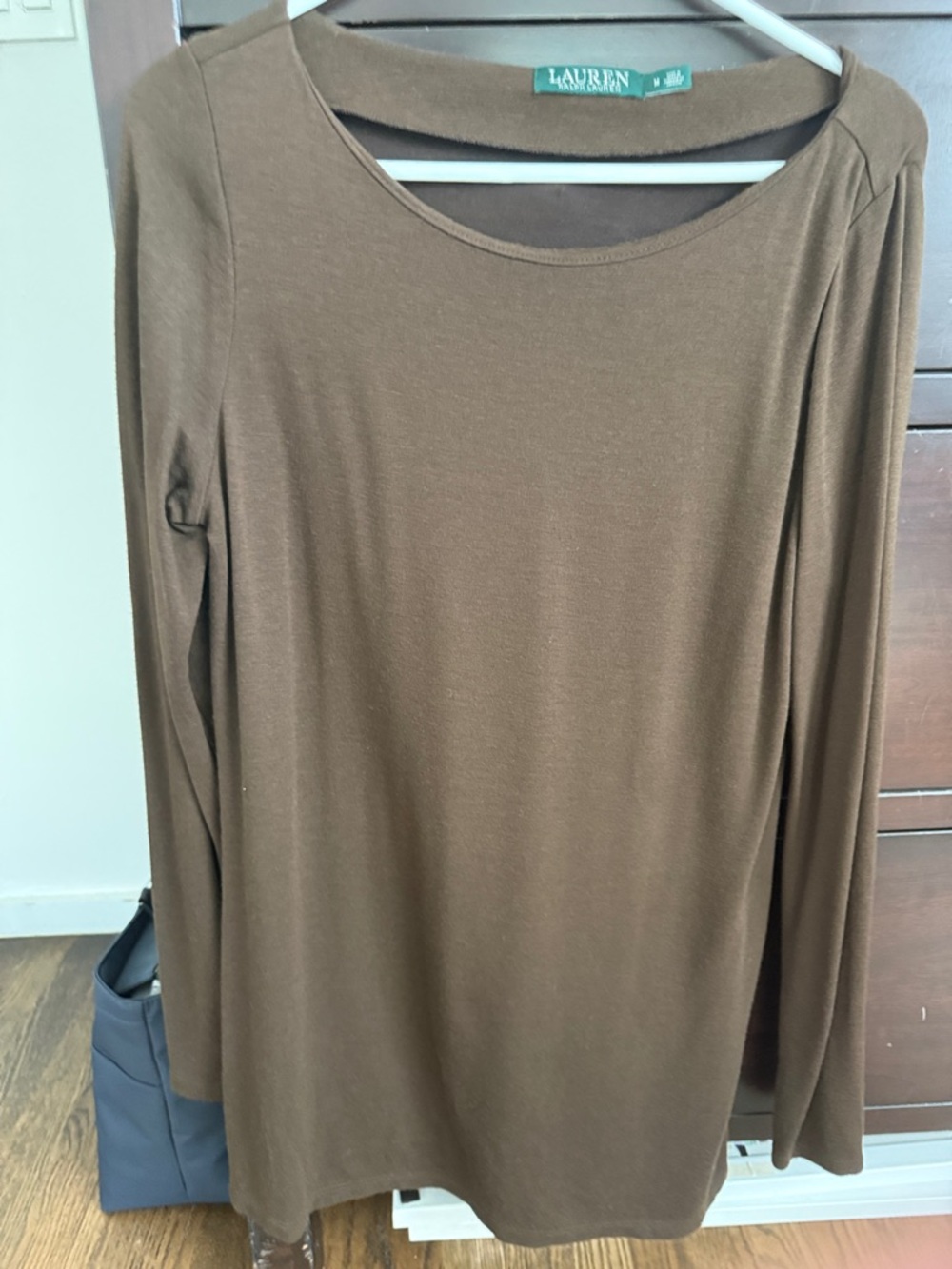 Lauren Ralph Lauren Brown Long Sleeve Scoop Neck Tee